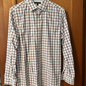 Banana Republic Men's Checkered Shirt - Blue, Orange, White